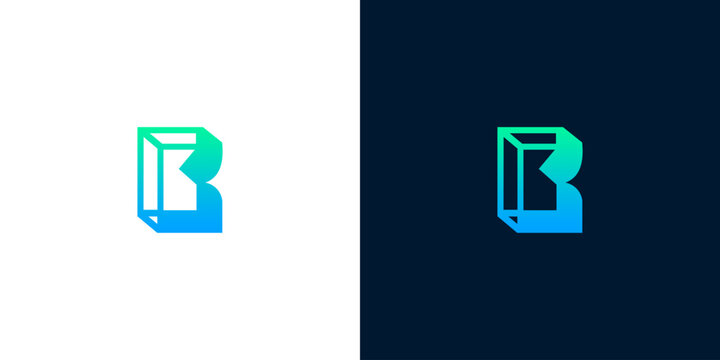 Geometric 3D letter B logo concept with a vibrant gradient color scheme, perfect for a modern brand identity, symbolising innovation and progress