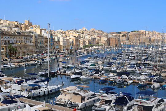 THREE CITIES MALTA 09 10 2024: Marina of Vittoriosa, Senglea and Cospicua  known as the Three Cities of Malta, are pieces of living history kept alive by hundreds of years of preservation.