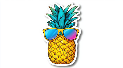 Vibrant pineapple wearing stylish sunglasses exudes fun and playful vibe, perfect for summer themes and tropical designs