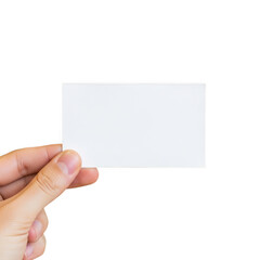Fototapeta premium Hand holding blank business card isolated on transparent background
