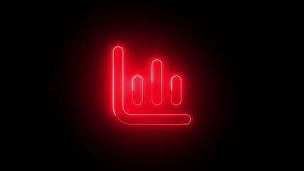 Red neon hand gesture sign language symbol communication symbol glowing sign