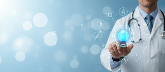 Doctor interacting with futuristic medical interface technology