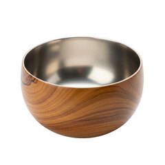 Stainless steel wooden bowl isolated on transparent background