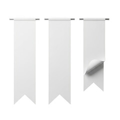 Three white banners isolated on transparent background