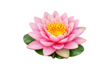 Pink water lily blooming against a transparent background, symbolizing purity, serenity, and natural beauty