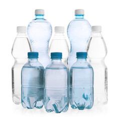 Naklejka premium Water bottles of different sizes isolated on white