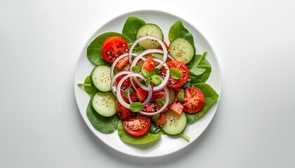 Fresh Healthy Salad with Vegetables on a White Plate