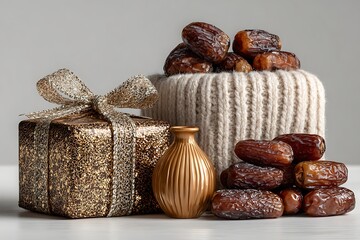 Elegant dates and gift box arrangement for Ramadan or festive occasions