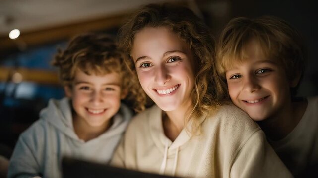 A family playing board games by lantern light during a blackout, smiling faces reflecting resilience and low-tech entertainment. cinematic color correction, natural uneven lighting yet gentle