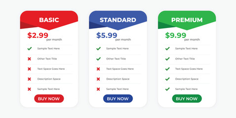 clean simple pricing table template for website