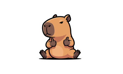 Cartoon Capybara Giving Thumbs Up Gesture.