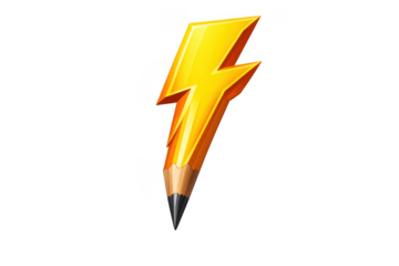 Pencil lightning bolt representing creative power, quick thinking, electric idea generation, and fast innovation concept