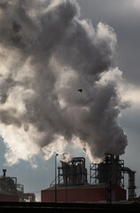 smoke coming out of factory chimney pollution concept