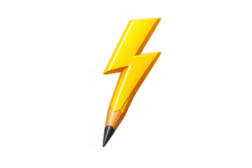 Pencil transforming into a yellow lightning bolt representing creative idea, inspiration, brainstorm, and innovation concept