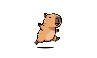 Happy Capybara Cartoon Character Dancing Freely.