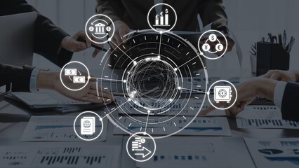 Obraz premium Currency exchange and fintech innovation in global money transfer, digital currency conversion, secure currency exchange platforms, and next-generation money exchange technologies. Funnel