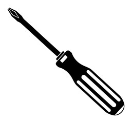 Fototapeta premium Phillips Screwdriver Icon - Black Silhouette Vector