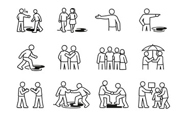 Logic courtesy puddle focus icon pedestrian communication others safety icons habit vector