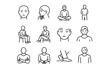 Maintain facial face vector cue icon waiting social minimalist affect calm icons