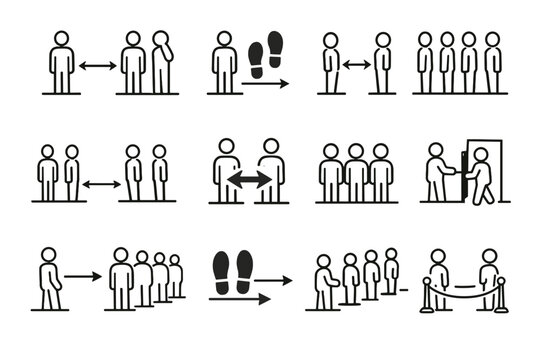 Icons flow icon discipline respect clear shared vector orderly minimalist queue line