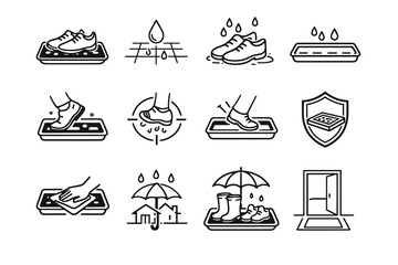 Cue vector minimalist care prevention muddy contain wet cleanup icon easy shoe