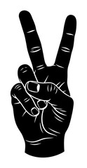 Hand Peace Sign Silhouette Vector Illustration