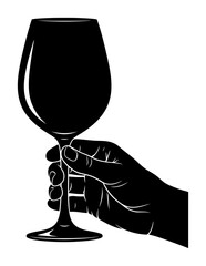 Silhouette Hand Holding Wine Glass Vector Illustration