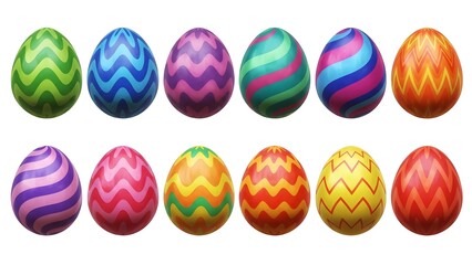 Colorful Easter Eggs with Zigzag and Swirl Patterns zigzag pattern green