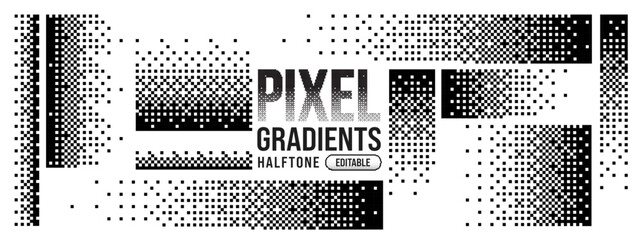 Pattern dither bit with pixel background square and art effect fade. 8 vector cube with chart black fractured and halftone concept rectangular. Matrix explosion pattern with broken transform. © RDVector