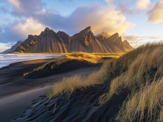 Beautiful rocky coast with a stunning sunset.