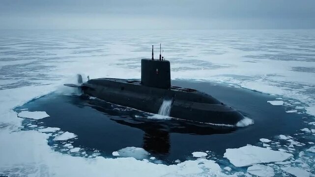 Submarine In Arctic Waters