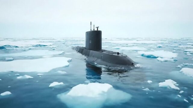 Submarine In Arctic Waters