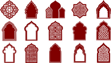 set of islamic frames shapes badges. set of Islamic Bagde. Arab frame set
