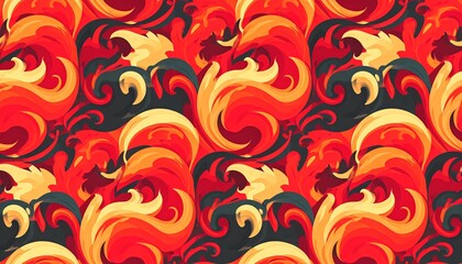 Vibrant Surreal Firestorm Blaze Whirl Pattern