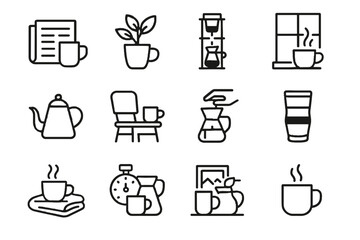 Plant steam minimalist mug vector blanket icons timer newspaper morning icon coffee