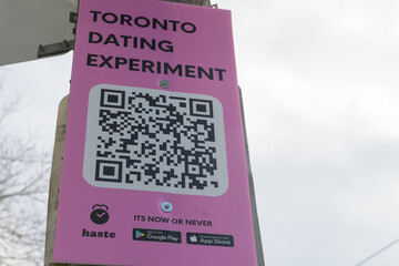Naklejka premium pink Toronto Dating Experiment or ad for Haste
