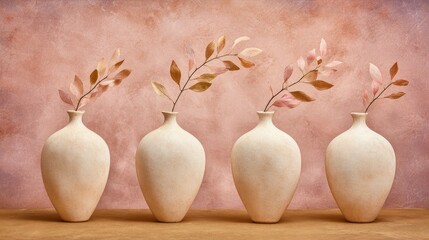 a set of vases with a simple design