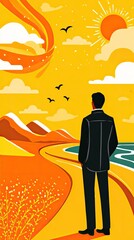 a person stands on the horizon