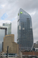 Obraz premium great contrast between Intercontinental hotel and towering TD Terrace corporate office building, Toronto