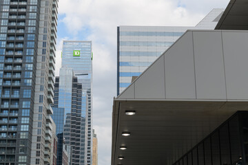 Obraz premium looking east on Front St W from about Blue Jays Way to TD Terrace, Toronto