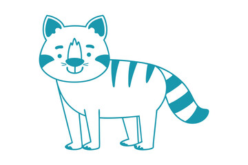 Fototapeta premium Smiling blue cartoon tiger standing with stripes; it looks cute and friendly