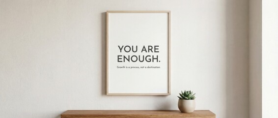 Motivational wall art with 'You are enough' quote