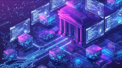 Advanced financial technology shaping the future of banking, demonstrating robust cyber security and secure data transactions within a modern digital network - Powered by Adobe