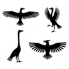 Ancient style bird icon black wings spread mythological creature