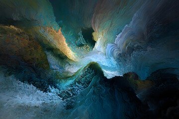 Abstract Colorful Wavy Background with Flowing Curved Shapes and Smooth Gradients