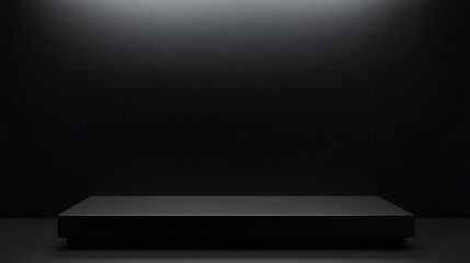 Dark minimal black abstract background with empty podium stage for product display