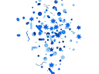 Blue and White Scattered Winter Sports on Black Background