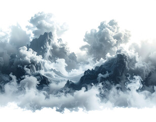  Gray white black fog cloud isolated on white background