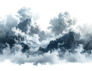 Gray white black fog cloud isolated on white background