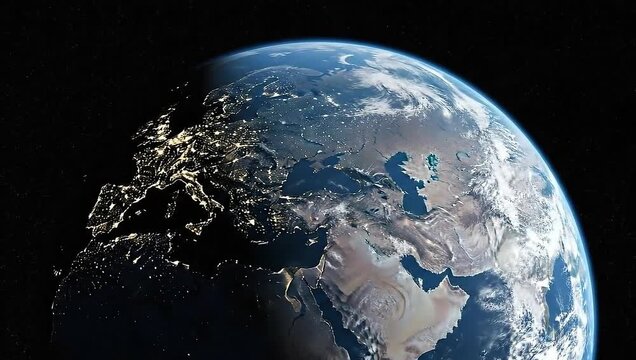 Earth's illuminated hemisphere , 4k vedio